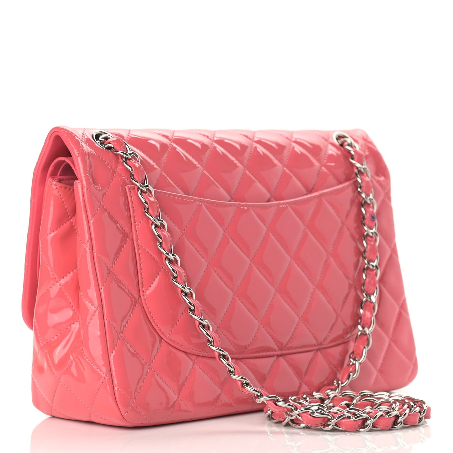 Patent Quilted Jumbo Double Flap Pink