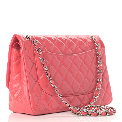 Chanel Patent Quilted Jumbo Double Flap Pink 3 of 14
