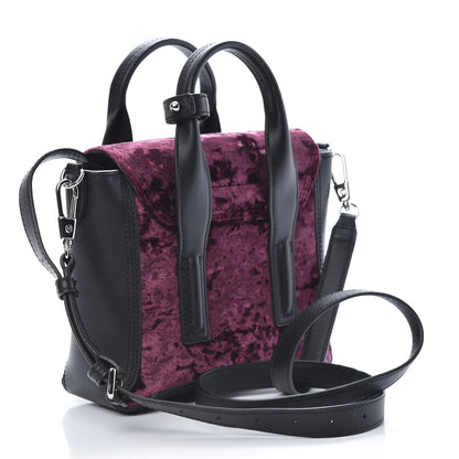3.1 Phillip Lim 3.1 Textured Calfskin Velvet Mini Pashli Satchel Black Bordeaux 3 of 13