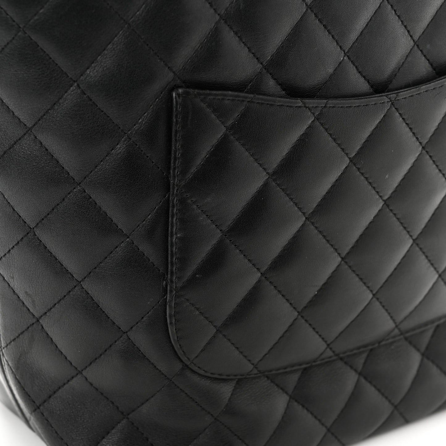 Calfskin Quilted Medium Cambon Tote Black White
