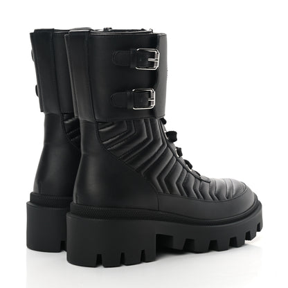Gucci Nappa Frances GG Matelasse Platform Combat Boots 37 Black 4 of 10