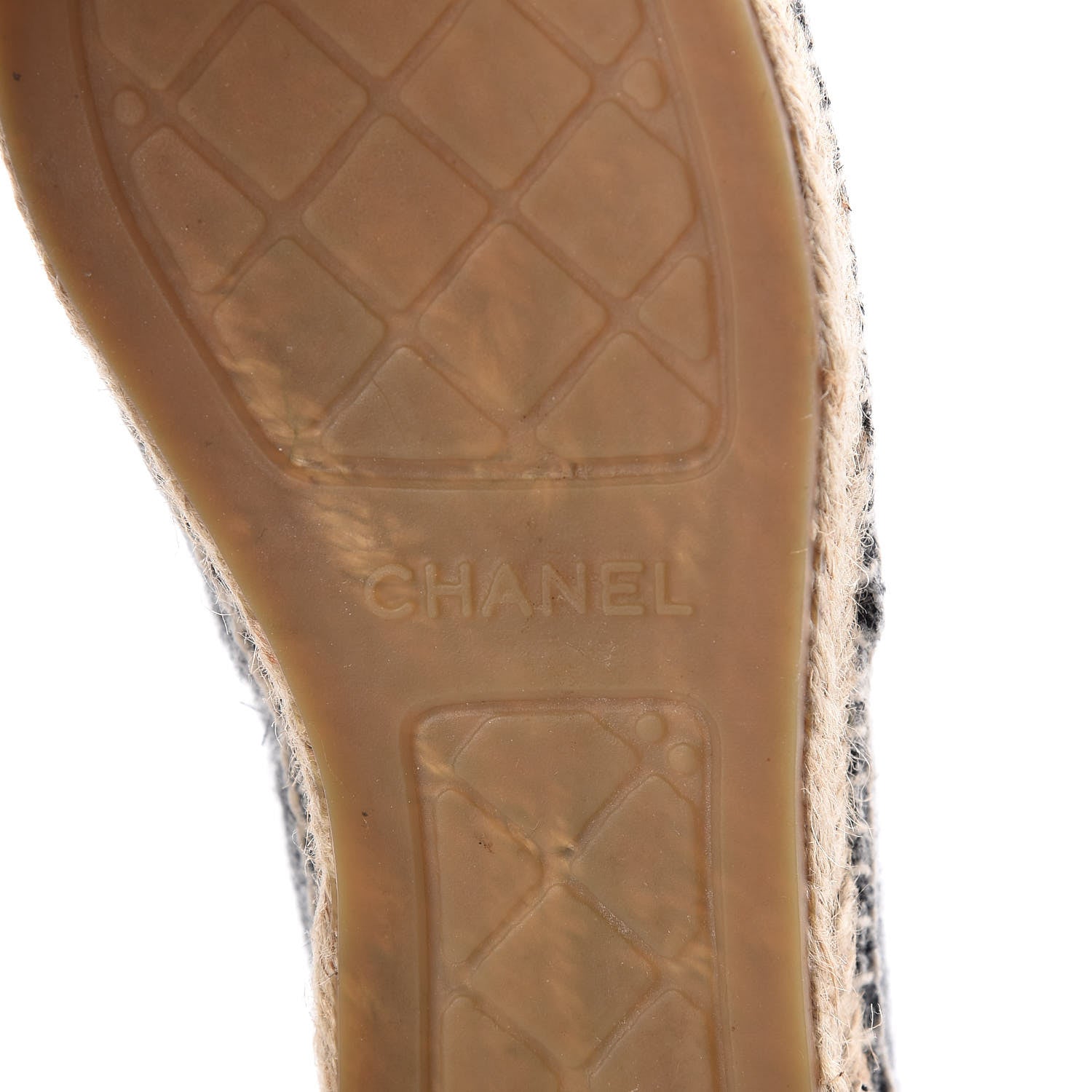 Chanel Tweed Velvet CC Espadrilles 38 Grey Black 6 of 9