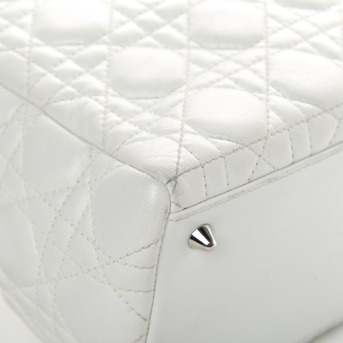 Lambskin Cannage Medium Lady Dior White