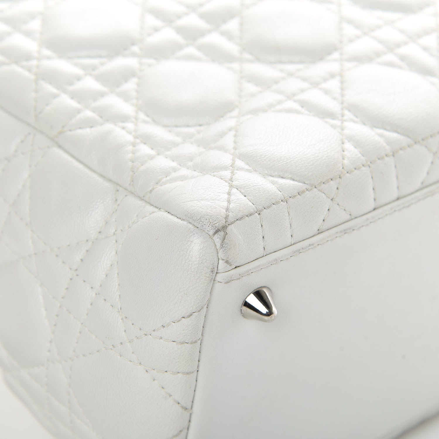 Christian Dior Lambskin Cannage Medium Lady Dior White 9 of 16