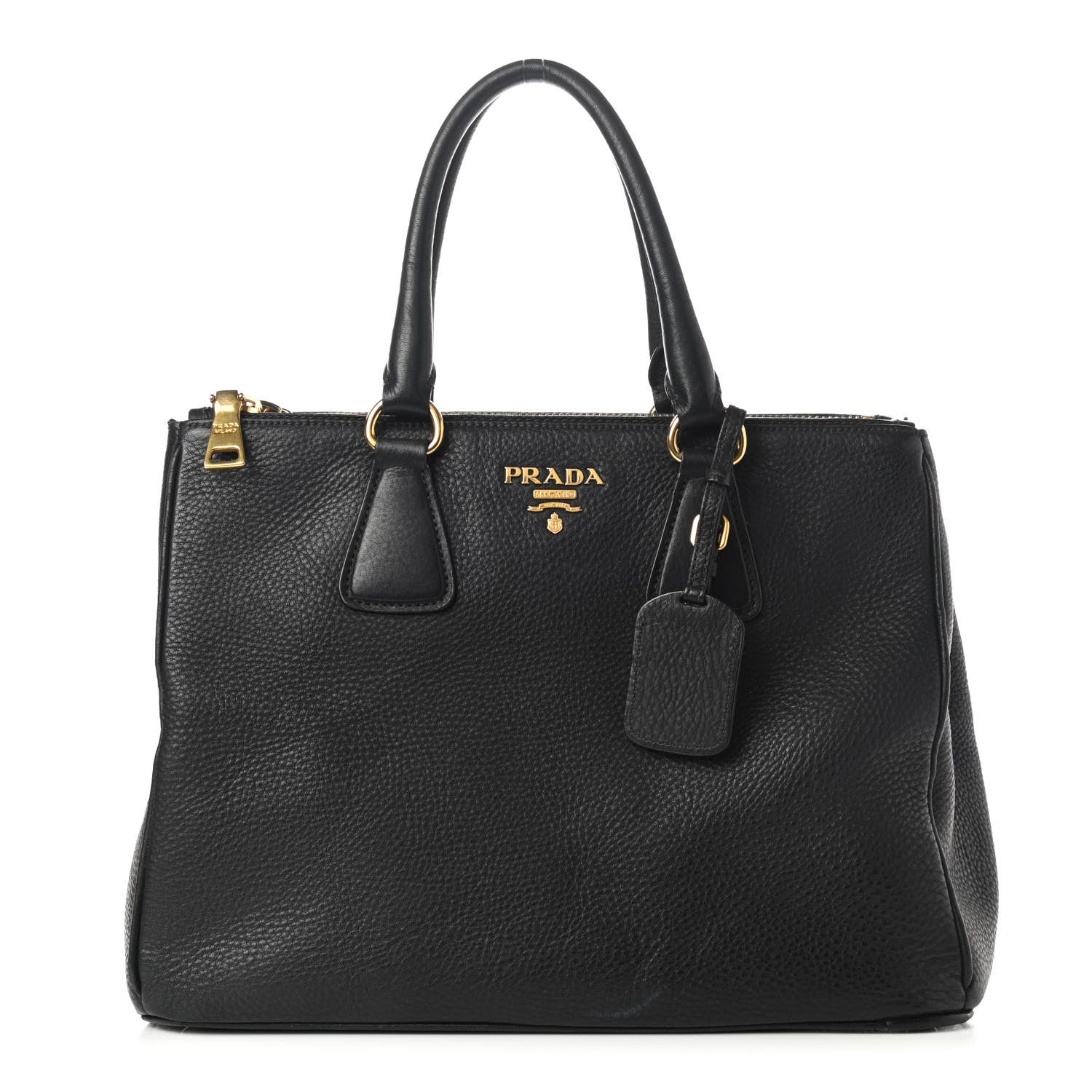 Prada Vitello Daino Large Double Zip Tote Black 1 of 10