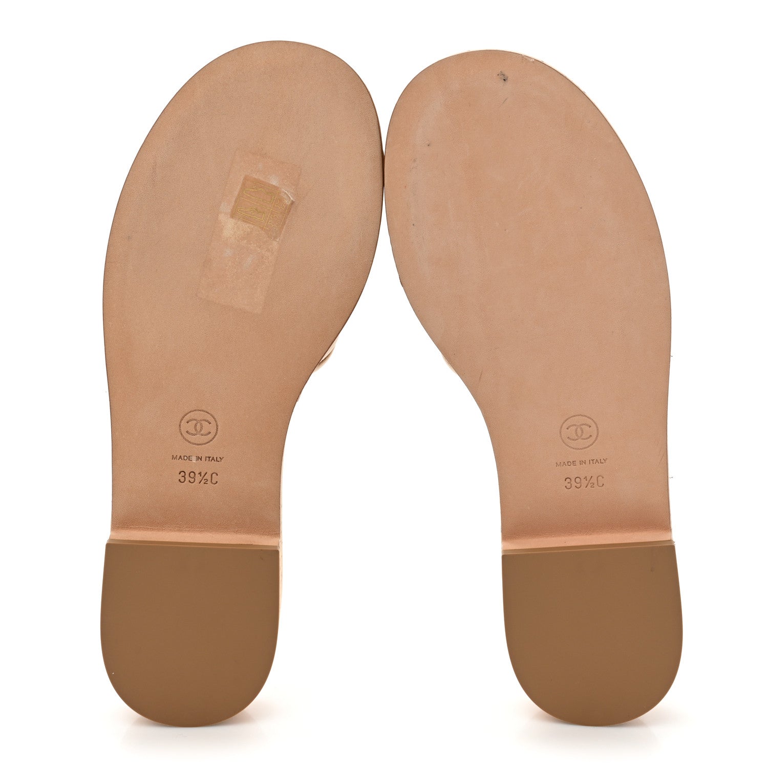 Chanel Calfskin Cork Logo Mule Sandal 39.5 Beige Black 5 of 8