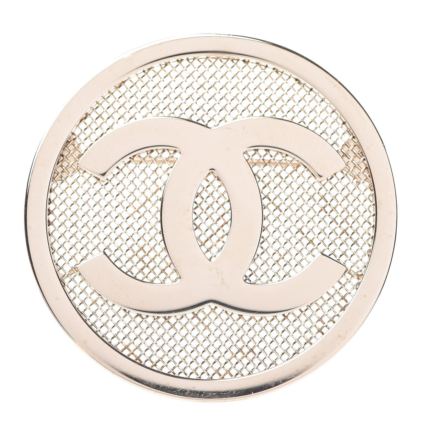 Chanel Mesh Circle CC Brooch Gold 1 of 4