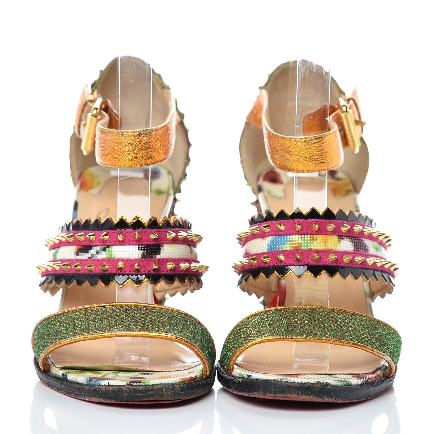Christian Louboutin Metallic Glitter Spiked Montezumina 85 Sandals 37 Multicolor 2 of 21