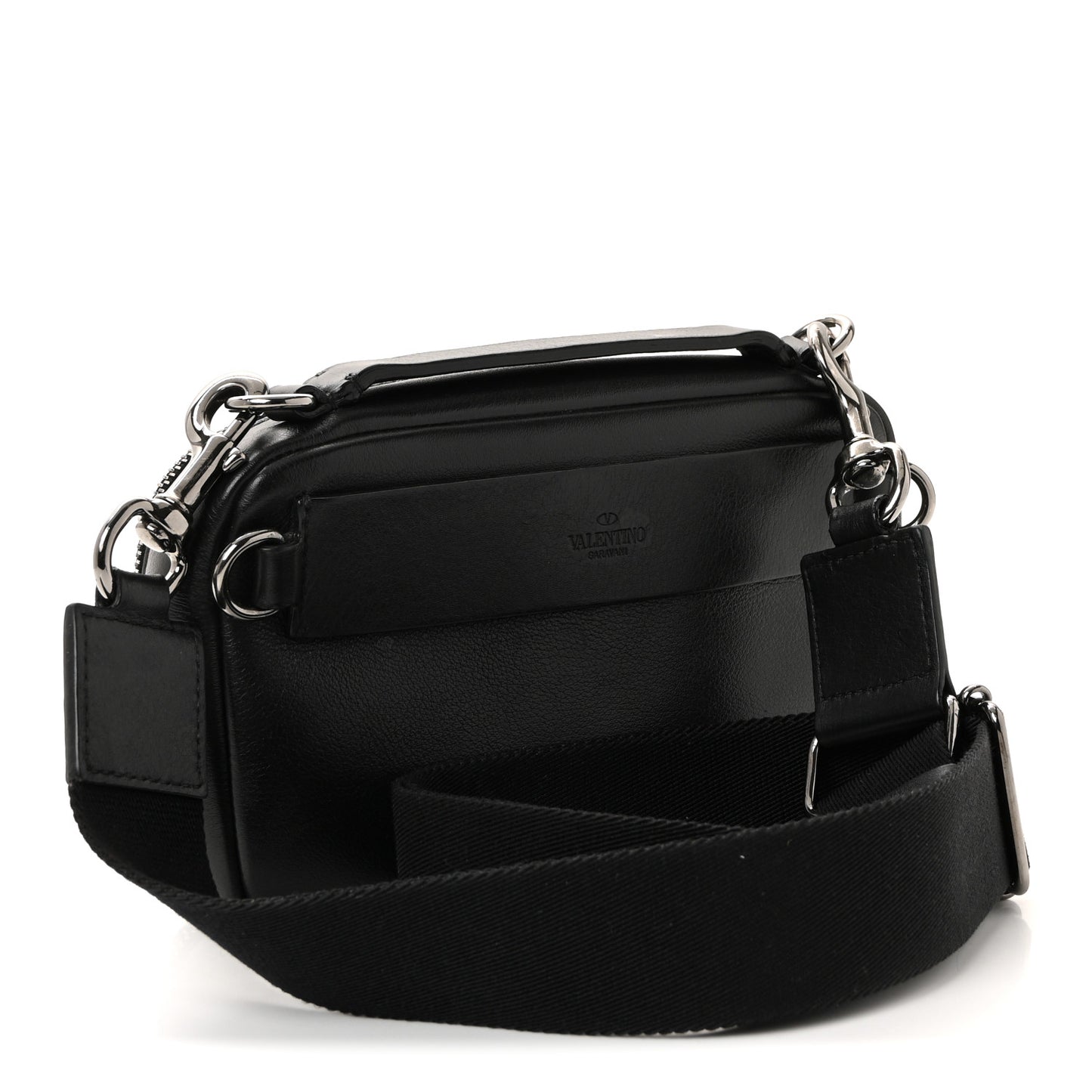 Calfskin Lacquered Vlogo Crossbody Bag Black