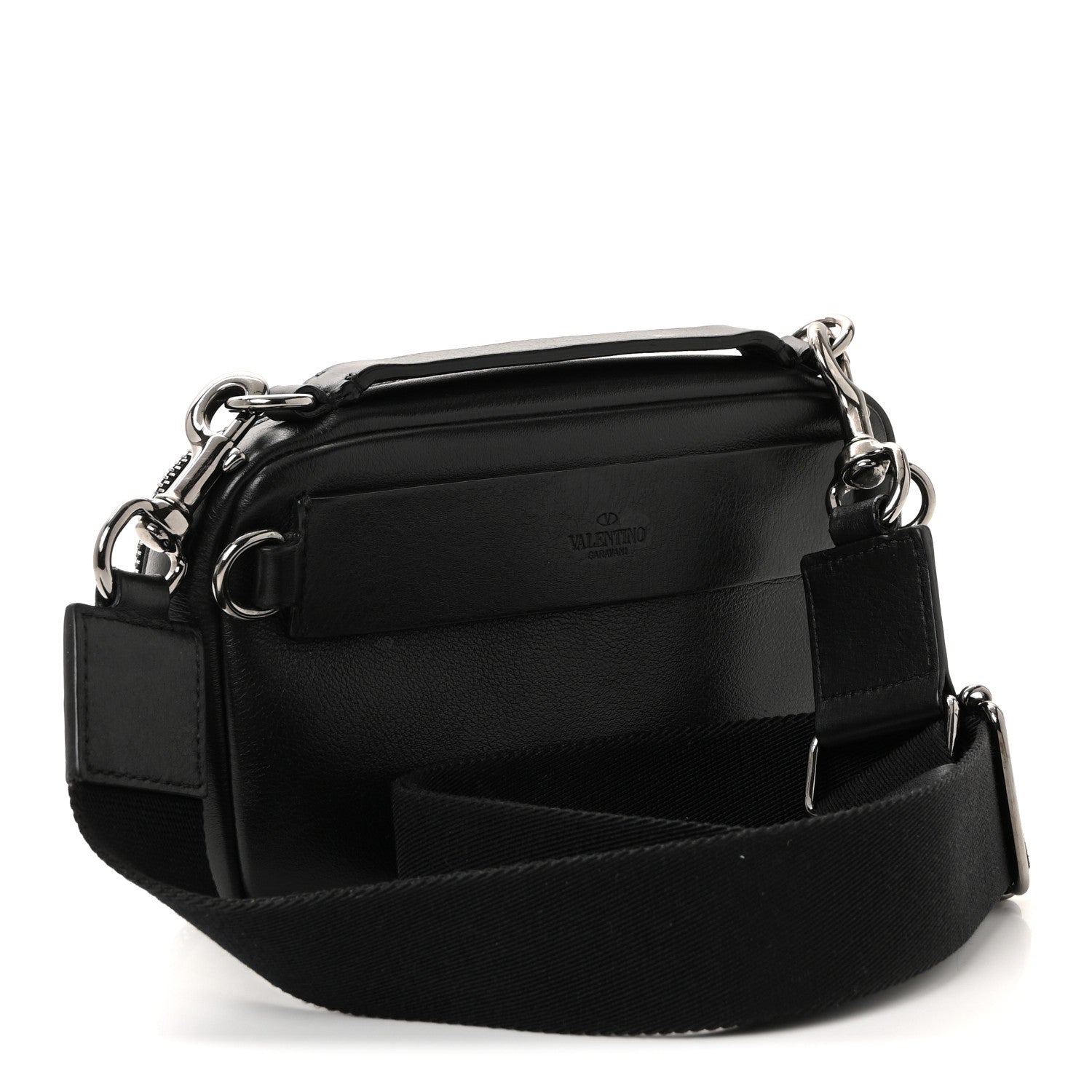 Valentino Garavani Calfskin Lacquered Vlogo Crossbody Bag Black 3 of 9
