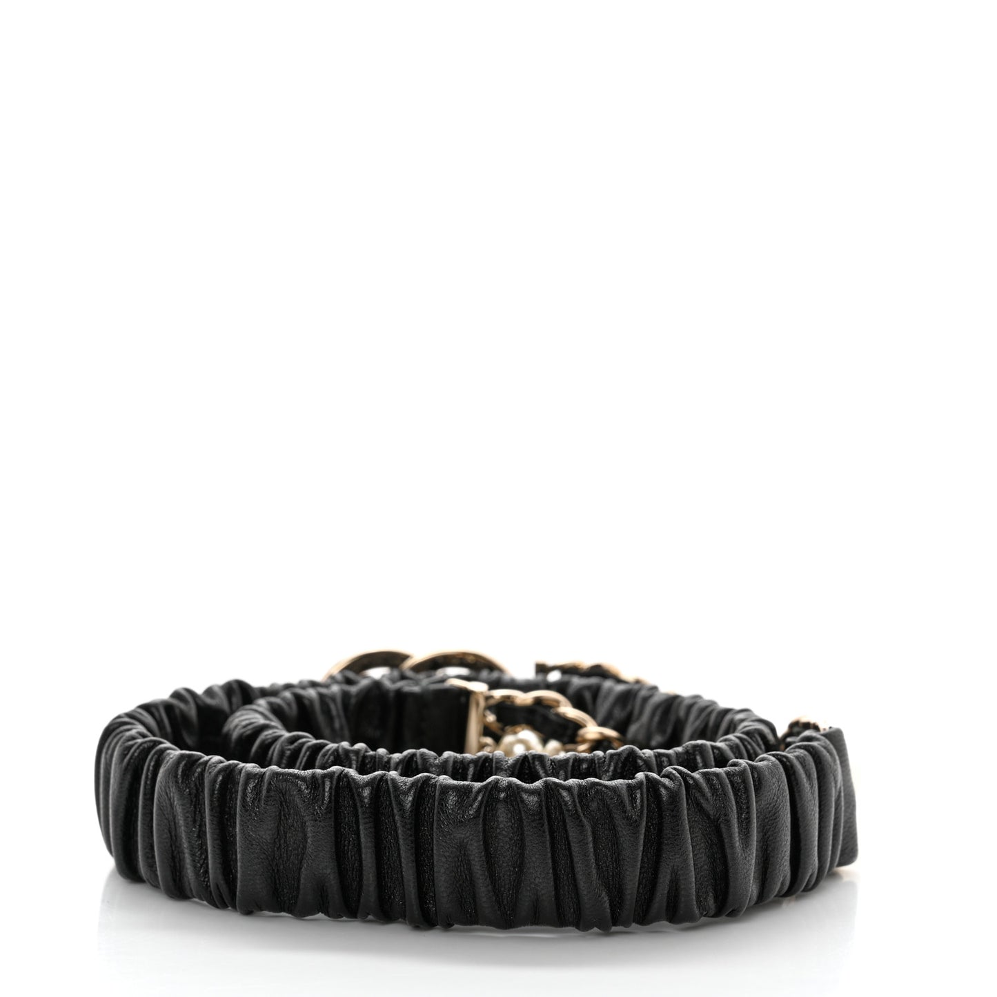 Lambskin CC Pearl Chain Belt Black 85 34