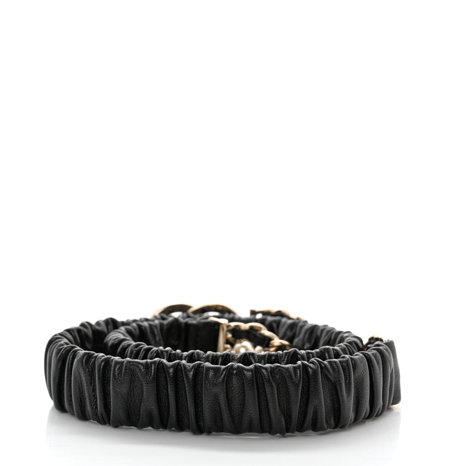 Chanel Lambskin CC Pearl Chain Belt Black 85 34 2 of 5