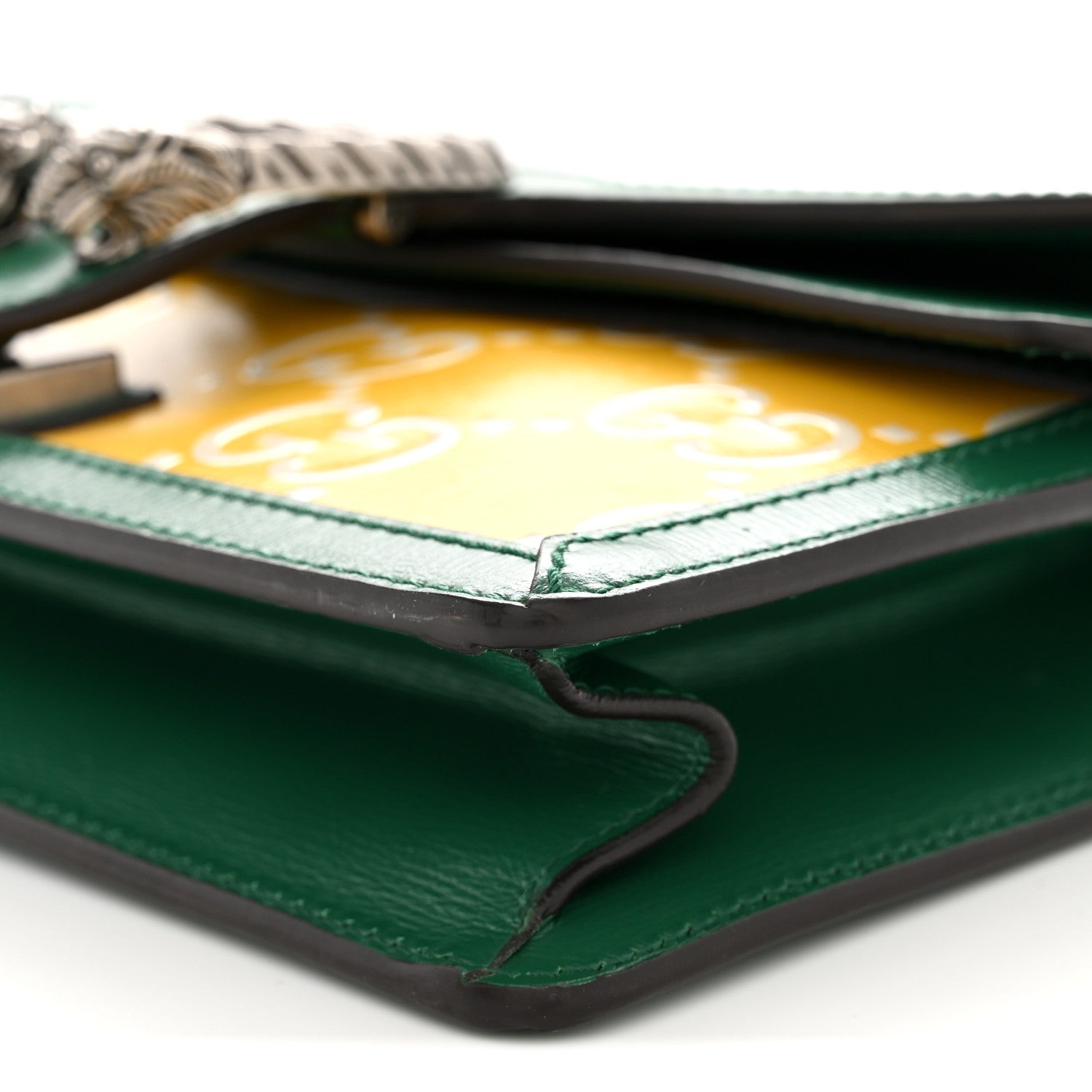 Gucci Azalea Calfskin GG Monogram Bi-Color Debossed Small Dionysus Shoulder Bag Stone Topaz Mystic White Emerald 10 of 11