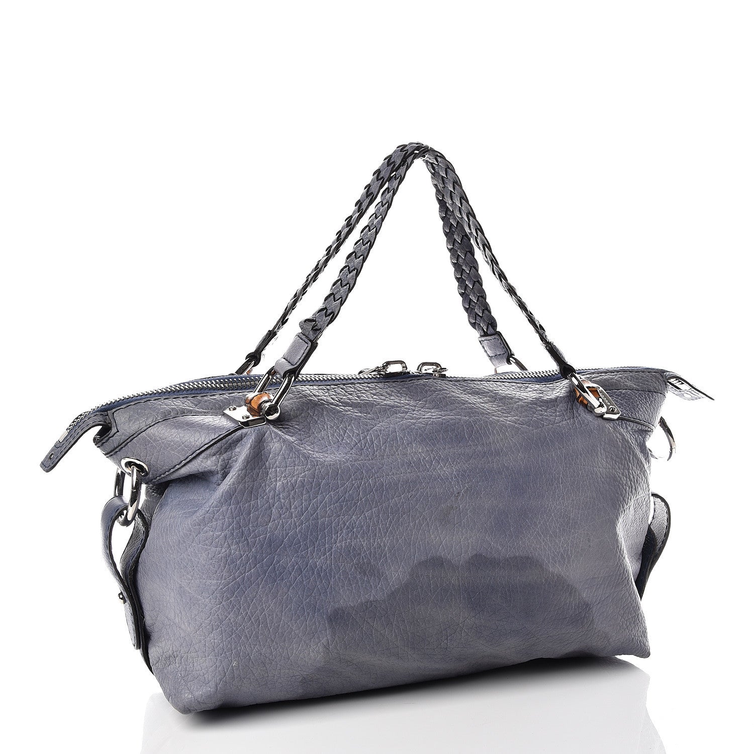 Gucci Calfskin Medium Bamboo Bar Shoulder Bag Blue 3 of 16