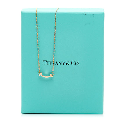 Tiffany 18K Rose Gold Mini T Smile Pendant Necklace 5 of 5