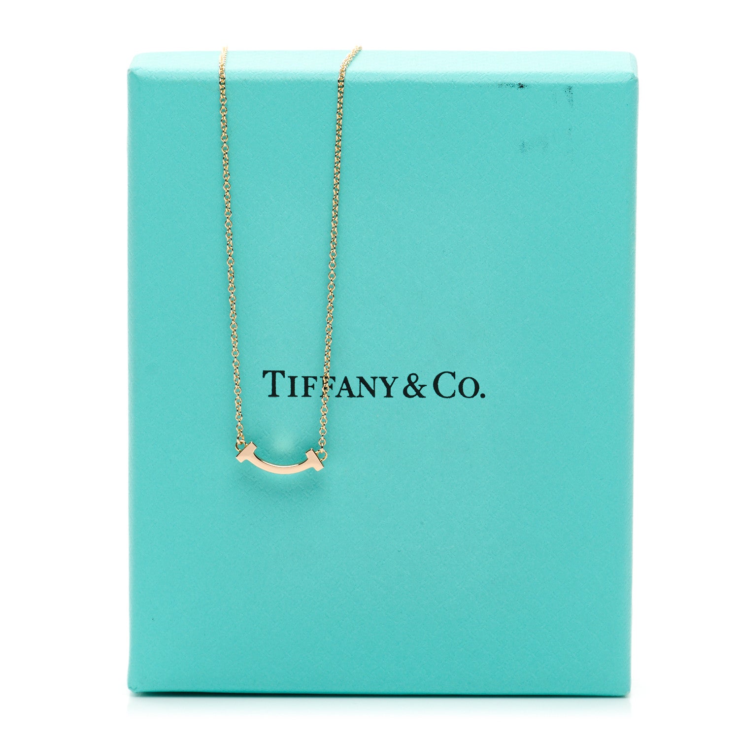 Tiffany 18K Rose Gold Mini T Smile Pendant Necklace 1815624