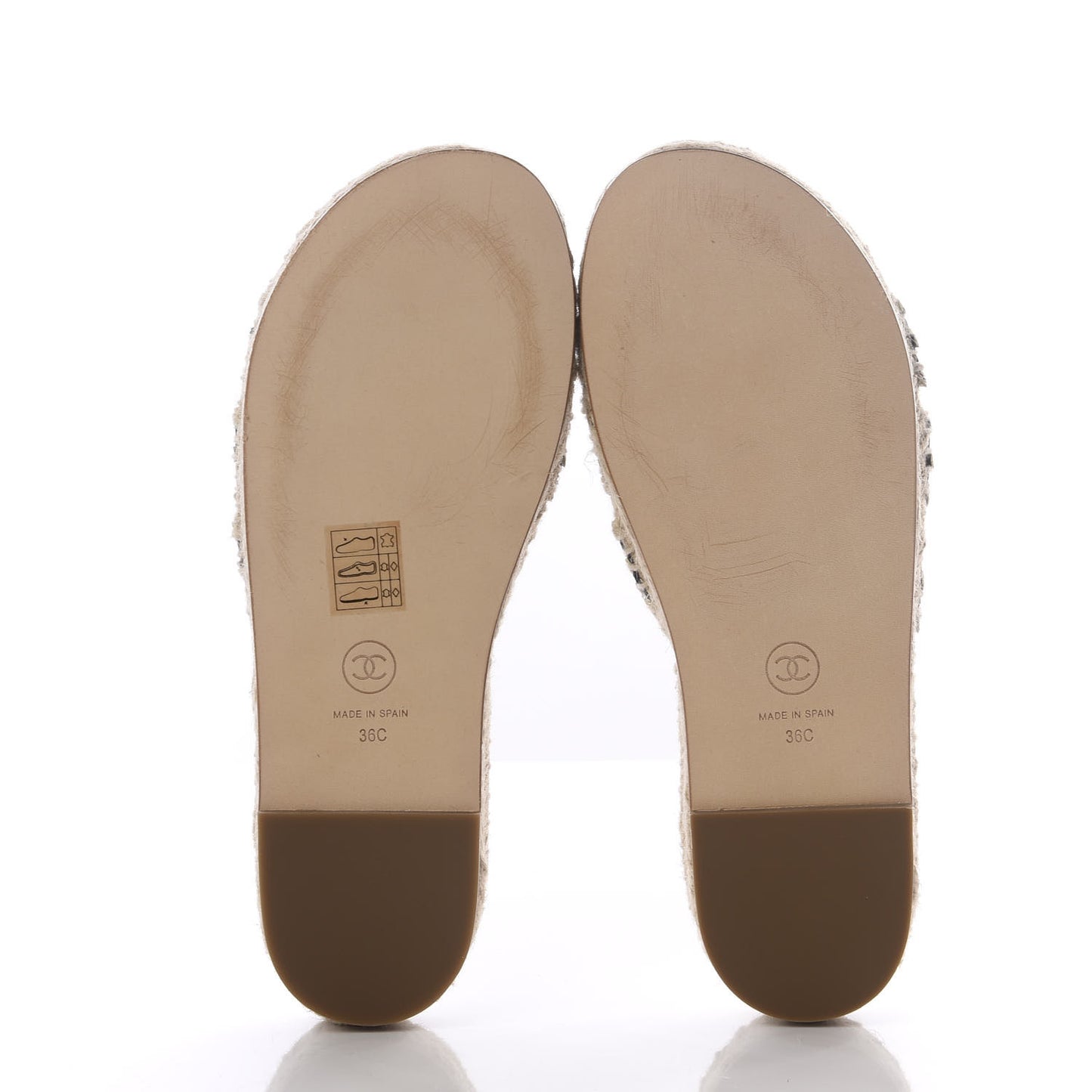 Lambskin Chain Espadrille Slip On Sandals 36 Black White