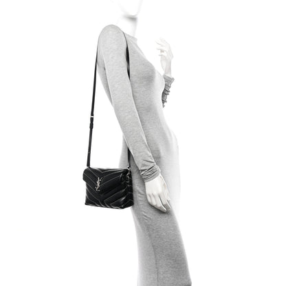 Saint Laurent Calfskin Y Quilted Studded Monogram Toy Loulou Crossbody Bag Black 2 of 10