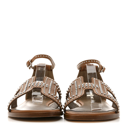 Hermes Calfskin Studded Santorini Sandals 36 Naturel 3 of 10