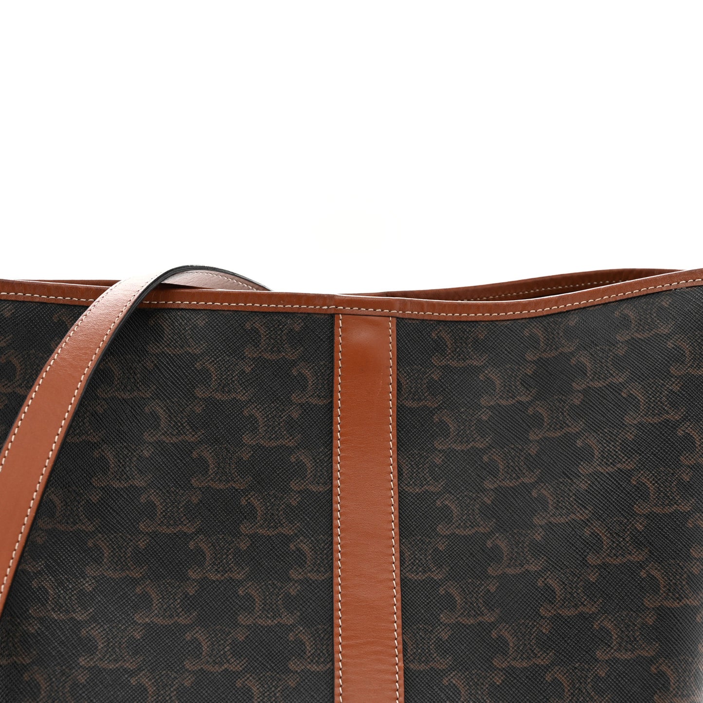 Triomphe Canvas Calfskin Medium Bucket Bag Tan