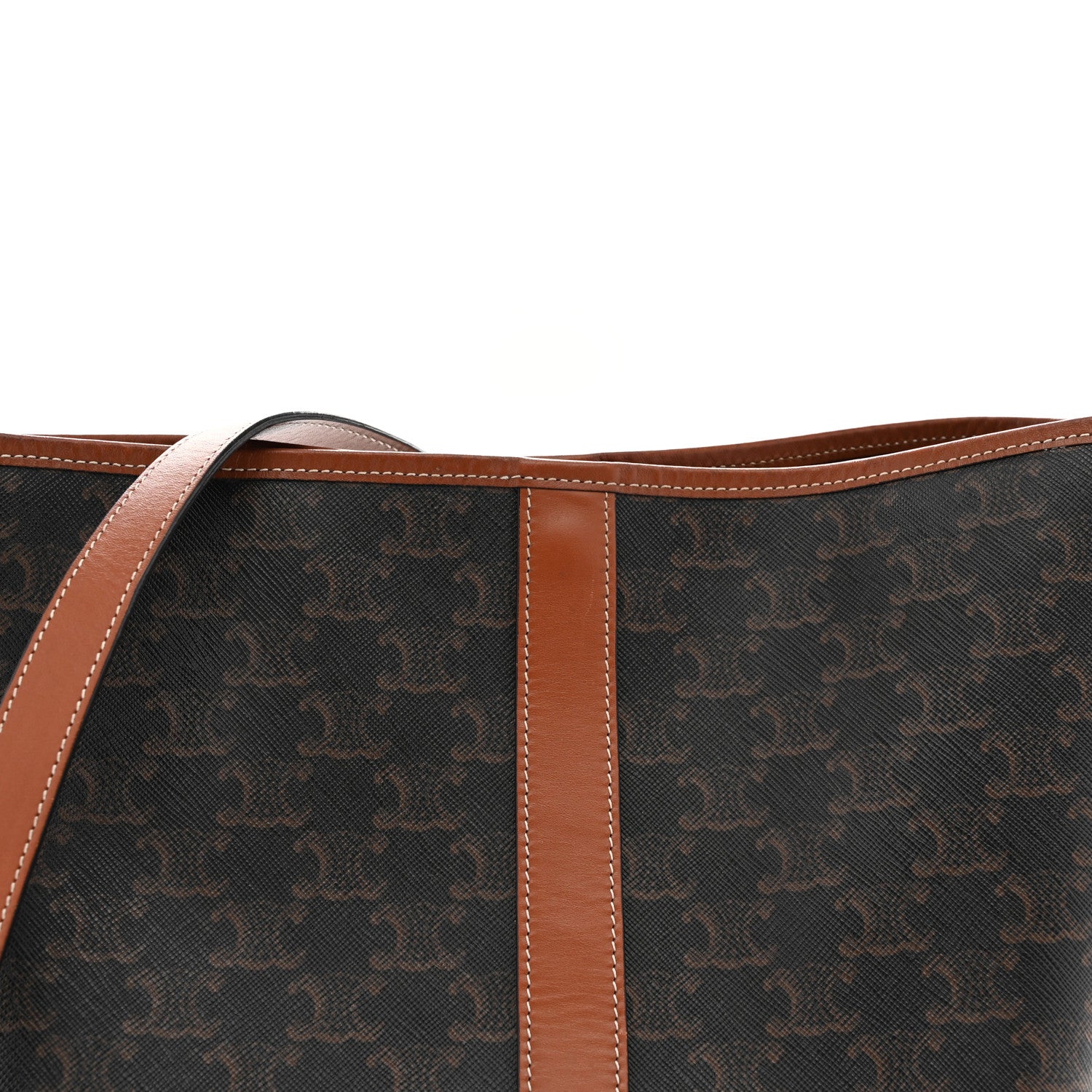 Celine Triomphe Canvas Calfskin Medium Bucket Bag Tan 8 of 14