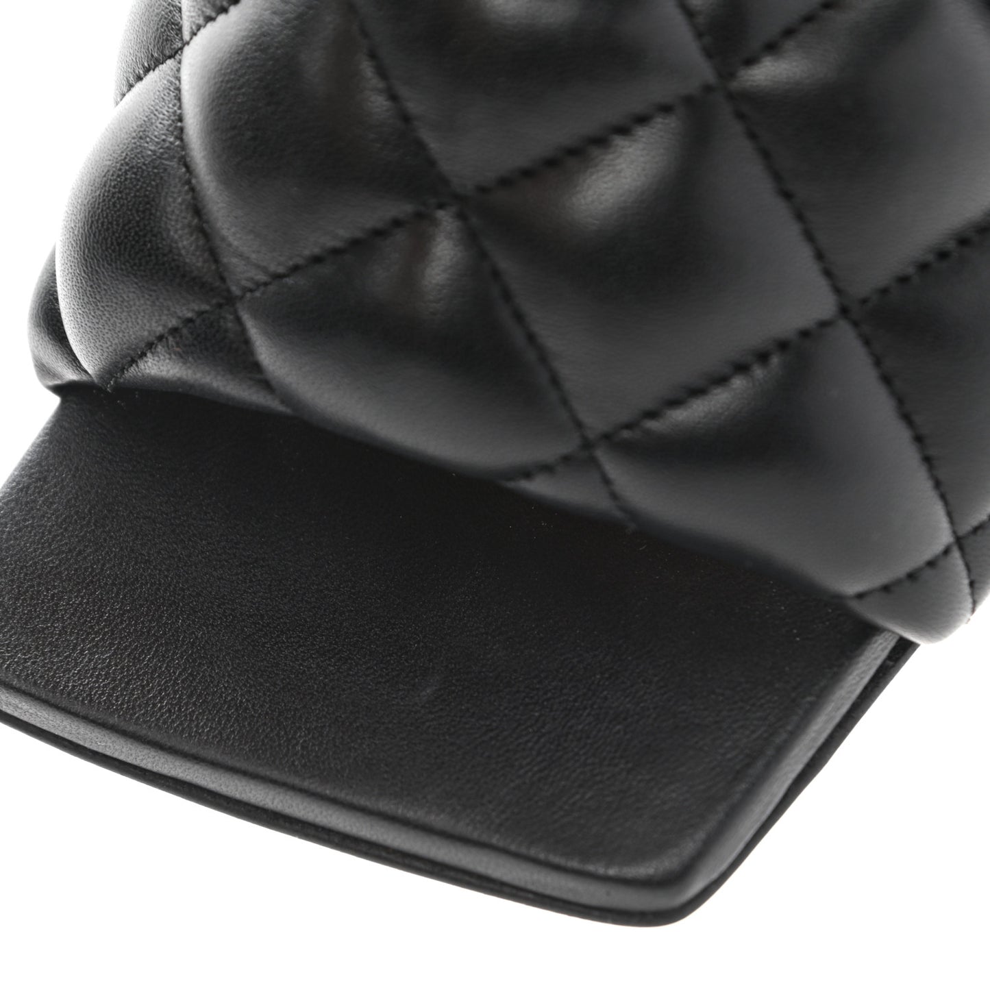 Nappa Matelasse Padded Mule Sandals 35 Black