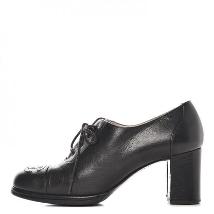 Chanel Calfskin CC Cap Toe Lace Up Oxfords 37 Black 1 of 13