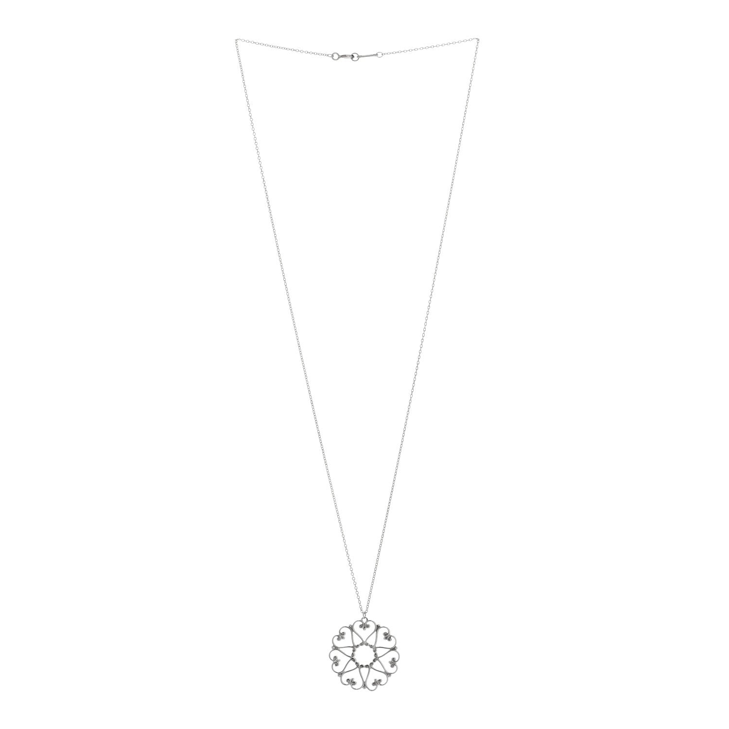Tiffany Sterling Silver Paloma Picasso Hearts Medallion Pendant Necklace 3 of 5