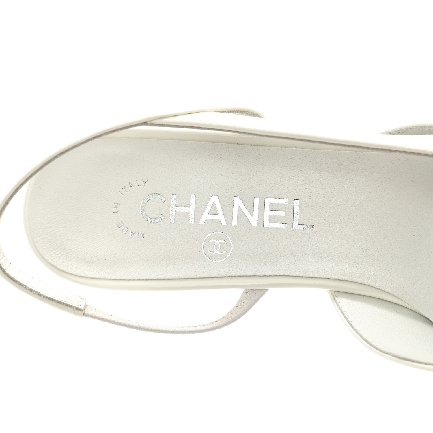 Chanel Patent Calfskin Cap Toe CC Slingback Pumps 38 White 7 of 8