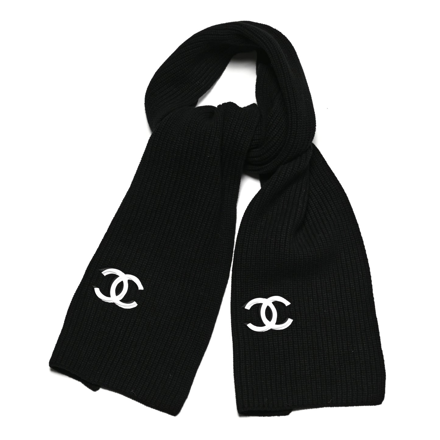 Wool Cashmere CC Scarf Black White