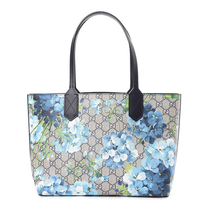 Gucci GG Supreme Monogram Blooms Small Reversible Tote Beige Blue Navy 1 of 14