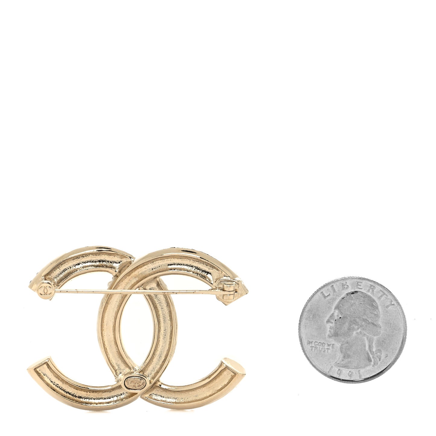 Pearl Crystal CC Brooch Black Gold