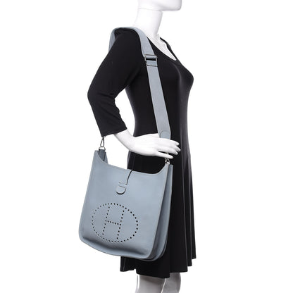 Hermes Taurillon Clemence Evelyne III GM Bleu Lin 2 of 11