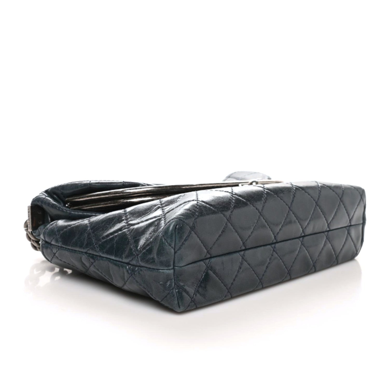 Chanel Glazed Calfskin Quilted Framed Shoulder Bag Blue 3 of 9