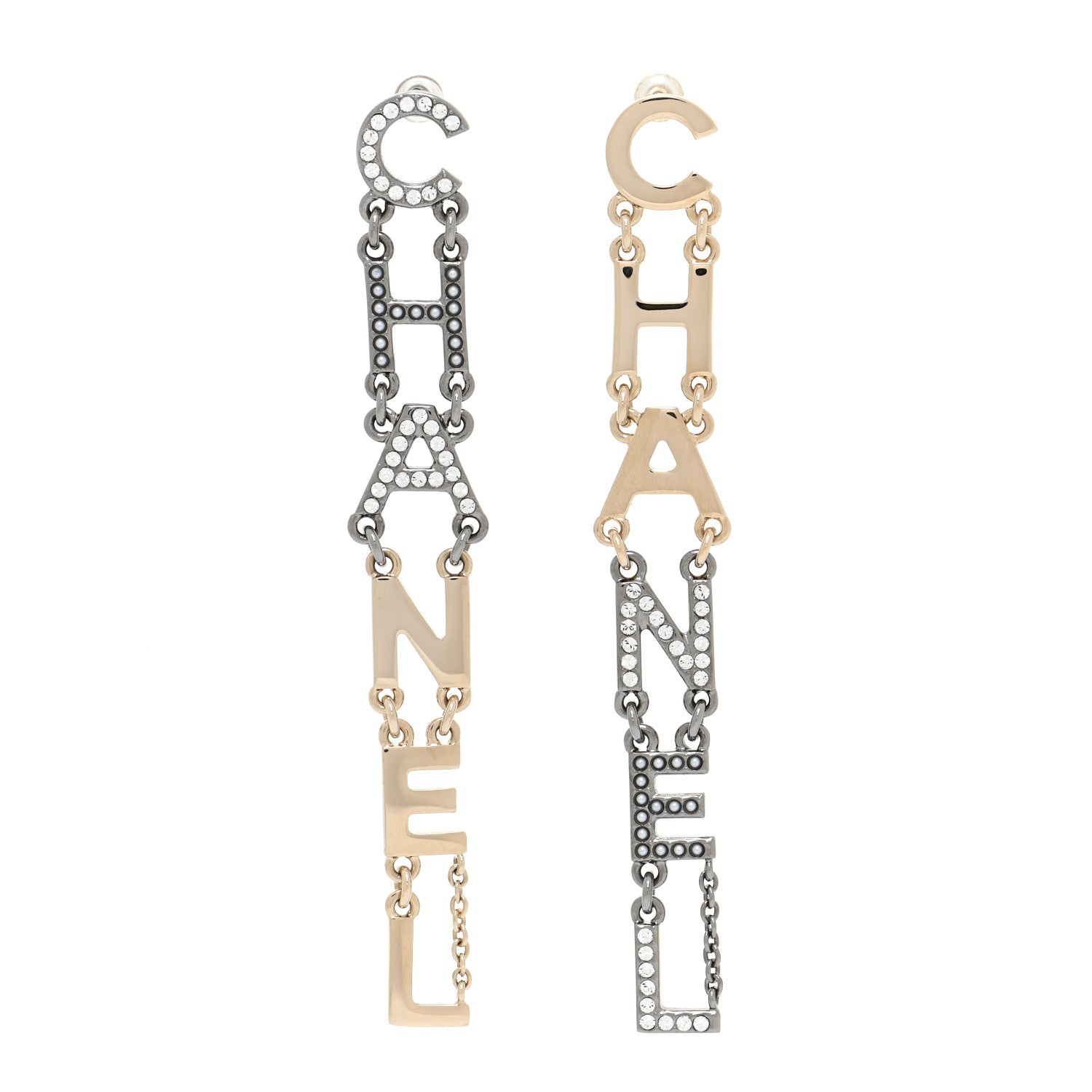 Chanel Crystal Pearl Chanel Bright Young Things Earrings Gold Ruthenium 1 of 6