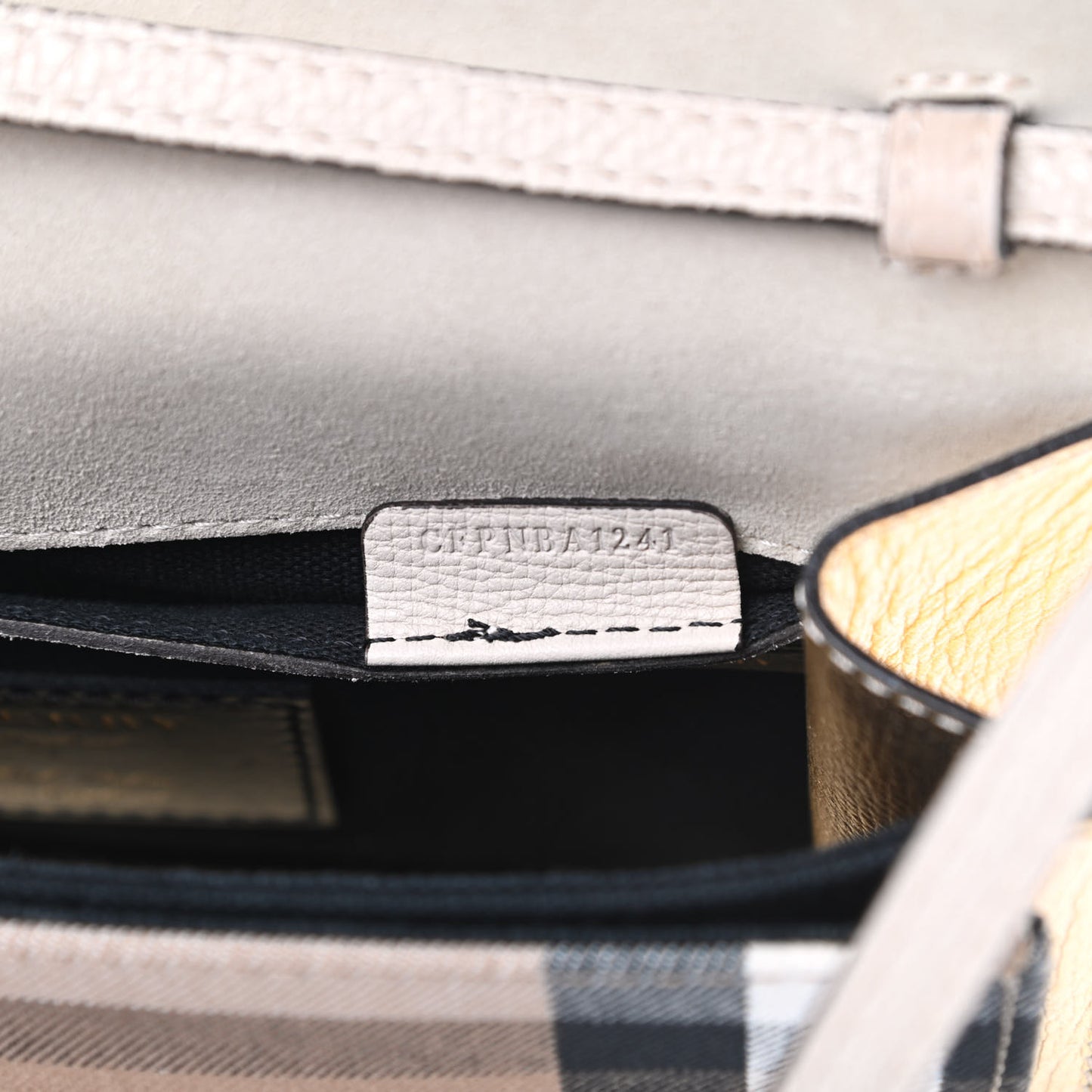 Derby Calfskin House Check Small Macken Crossbody Bag Limestone