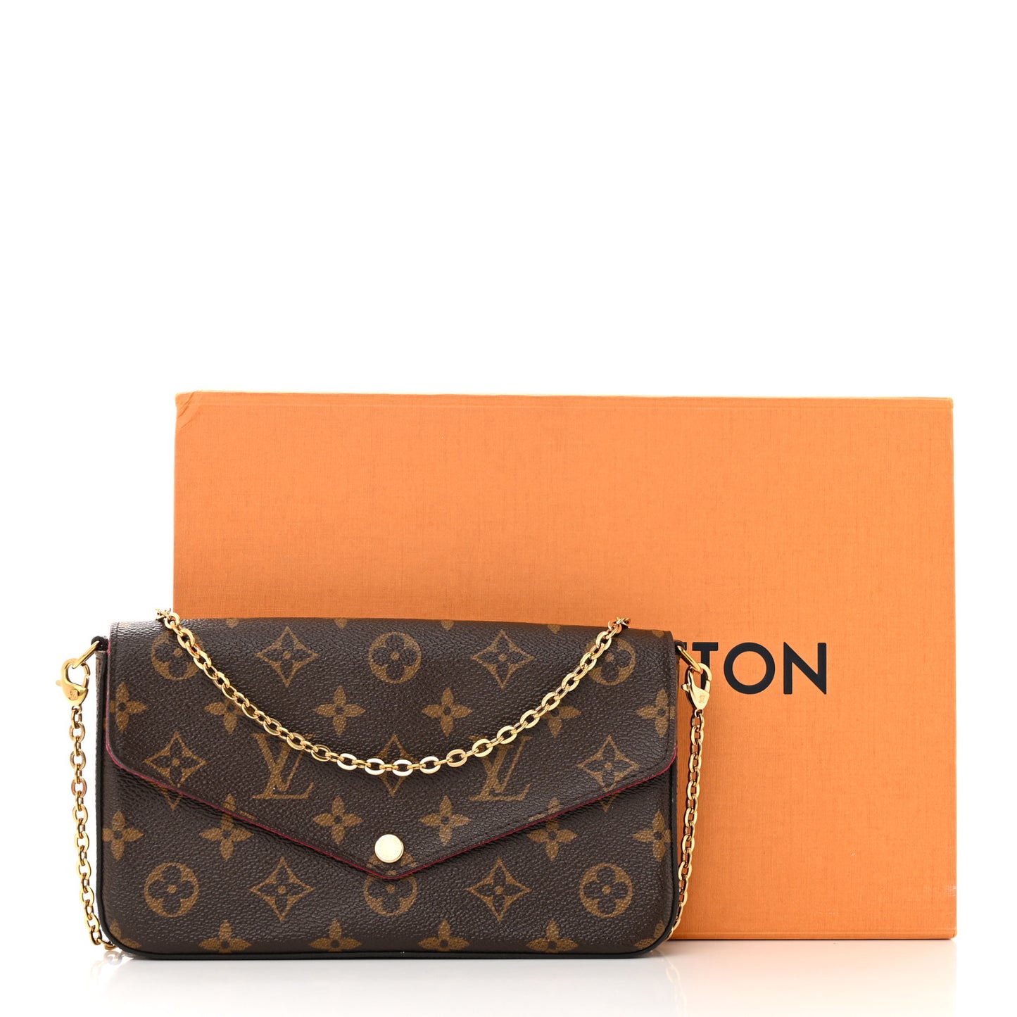 Monogram Pochette Felicie Chain Wallet Fuchsia