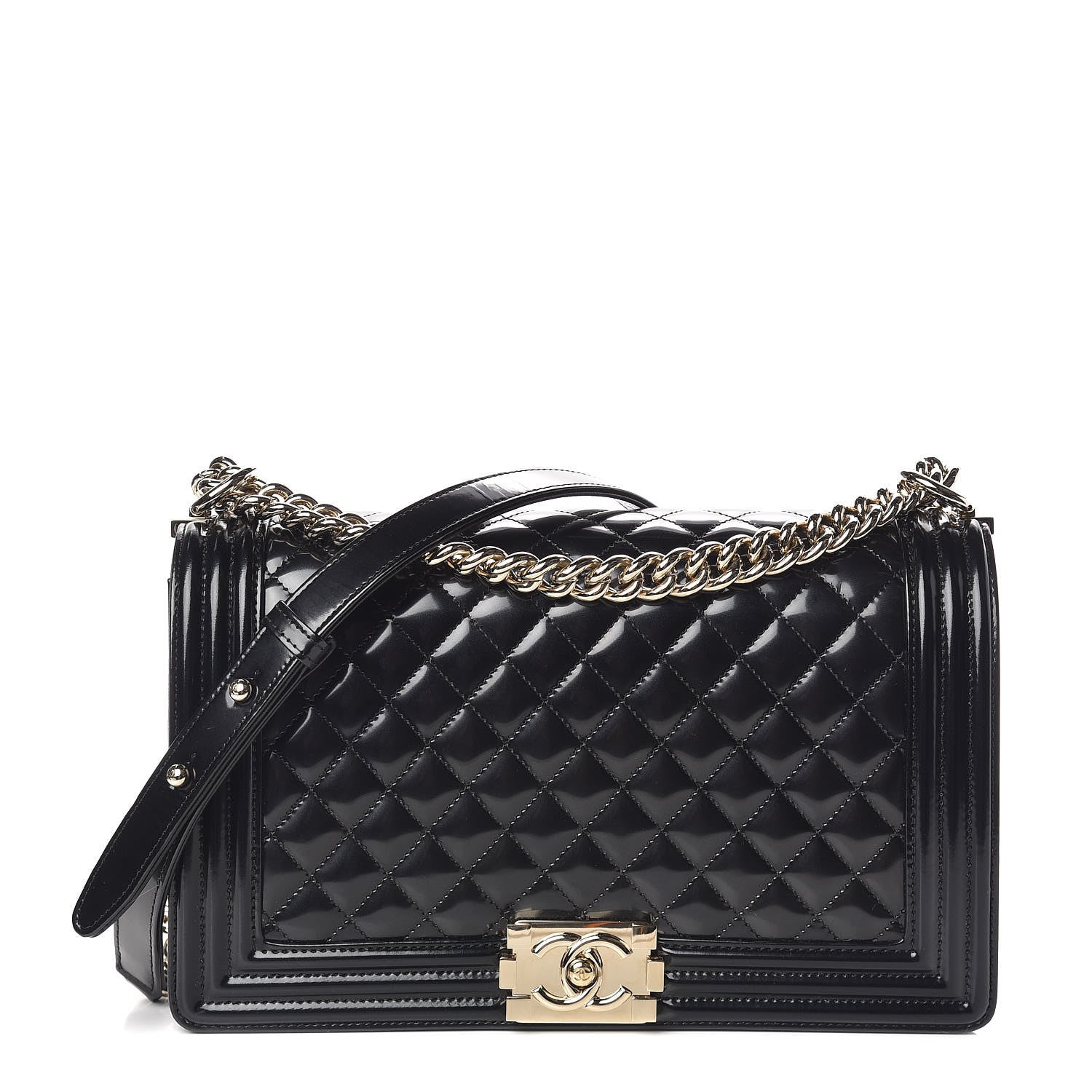 Chanel Patent Calfskin Quilted New Medium Boy Flap Black 1 of 11