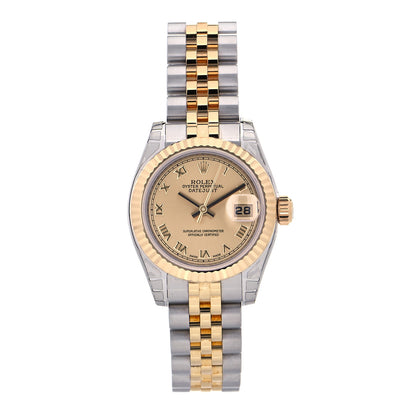 Rolex Stainless Steel 18K Yellow Gold 26mm Oyster Perpetual Datejust Watch Champagne Roman 179173 1 of 5