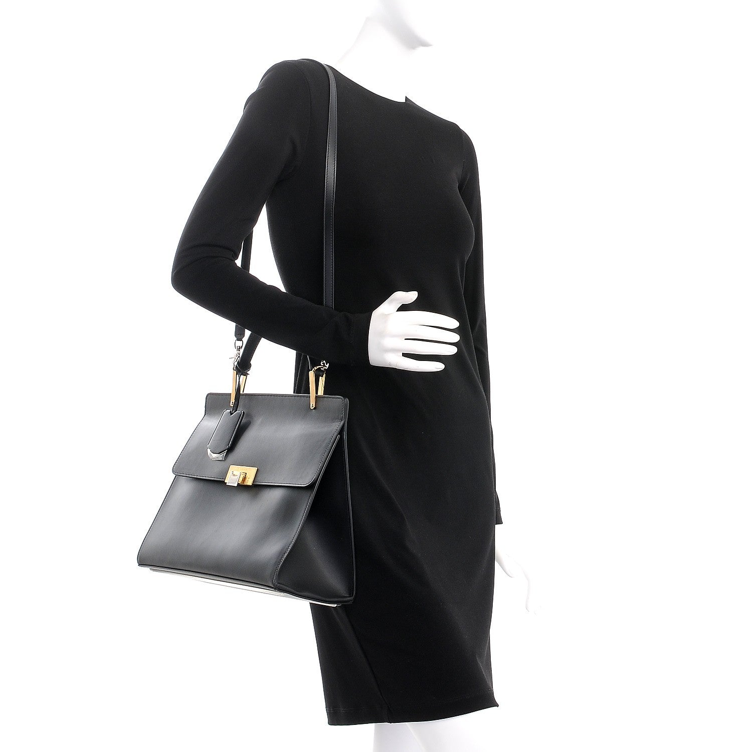 Balenciaga Smooth Calfskin Le Dix M Cartable Shoulder Bag Black 2 of 8