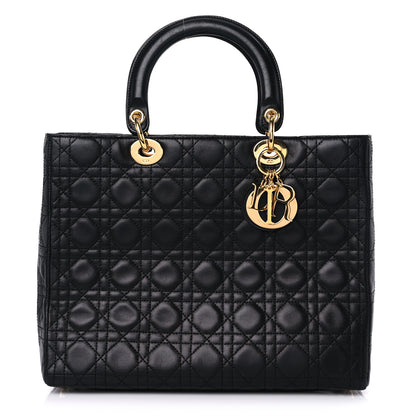 Christian Dior Lambskin Cannage Large Lady Dior Black 1 of 17
