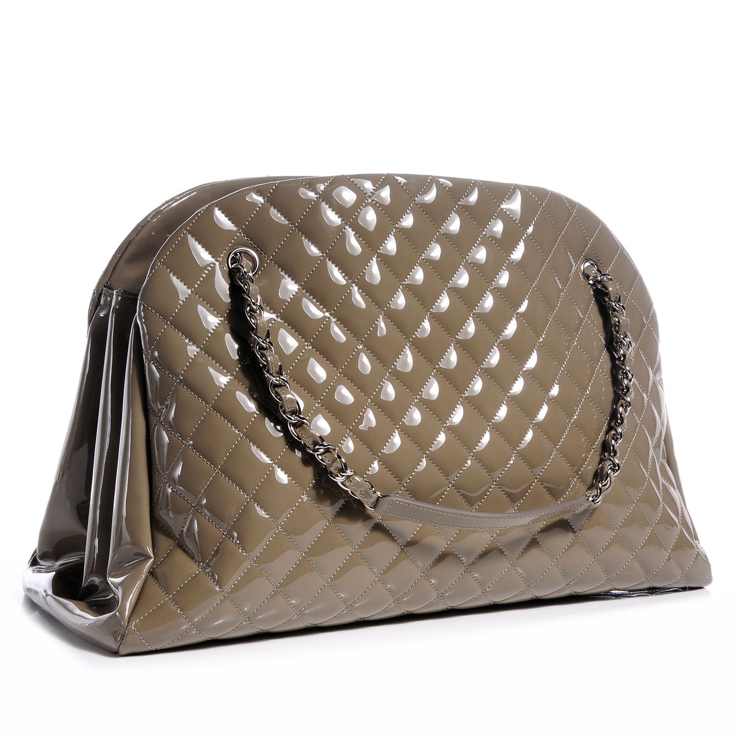 Chanel Patent Quilted Large Just Mademoiselle Gris Fonce 3 of 7