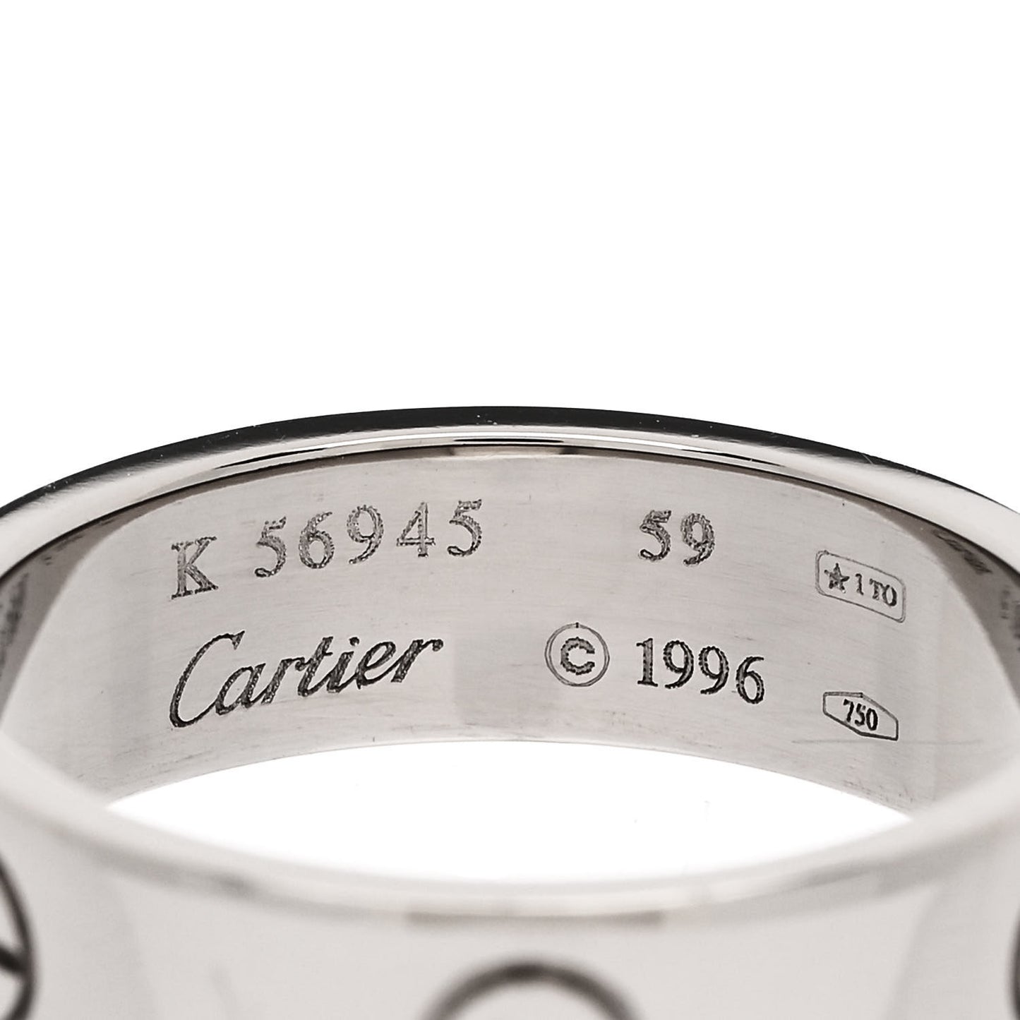 18K White Gold 5.5mm LOVE Ring 59 8.75