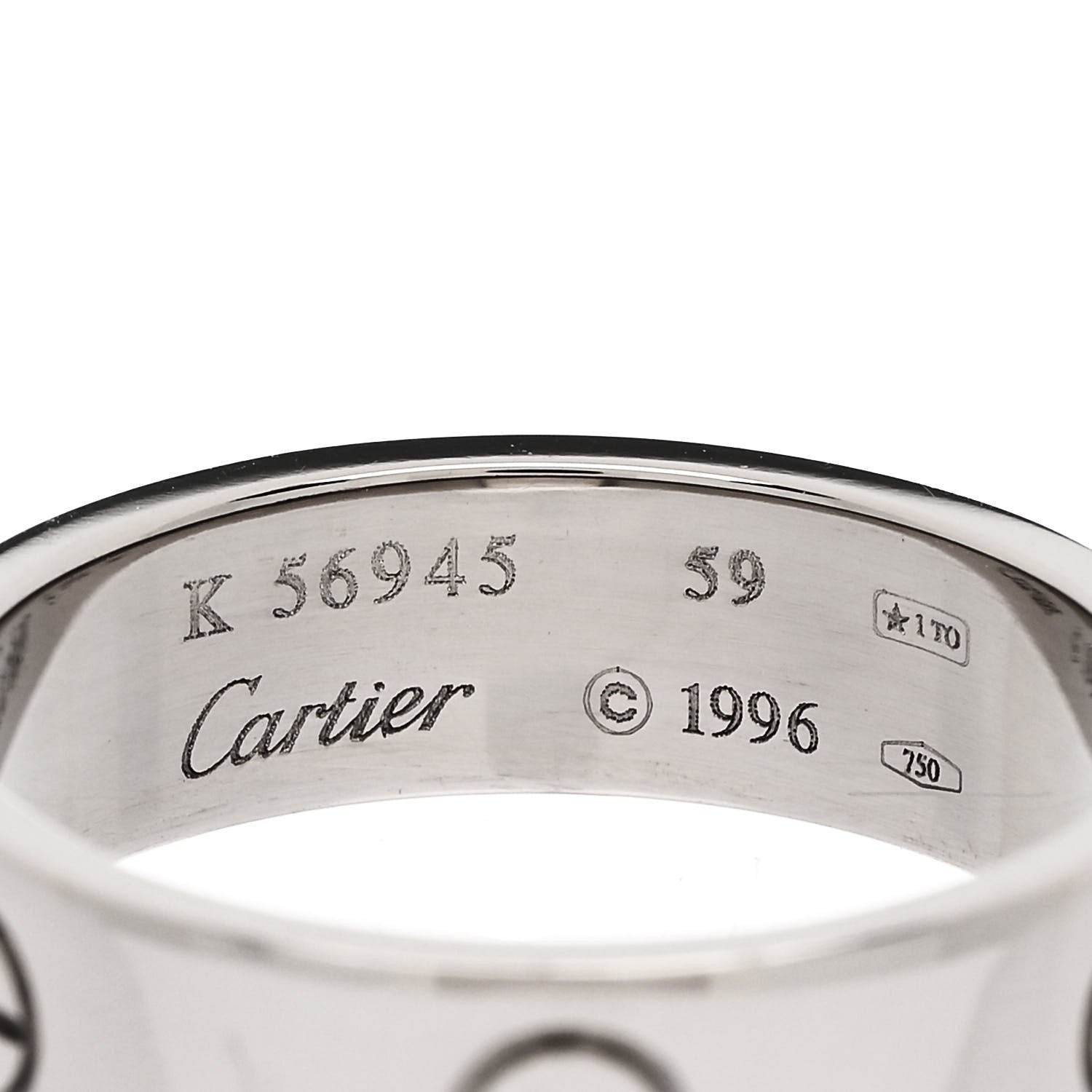 Cartier 18K White Gold 5.5mm LOVE Ring 59 8.75 4 of 4
