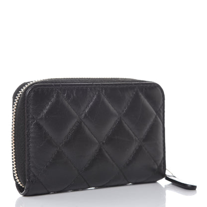 Chanel Aged Calfskin Quilted Lucky Charms Reissue Zip Coin Purse Black 3 of 8