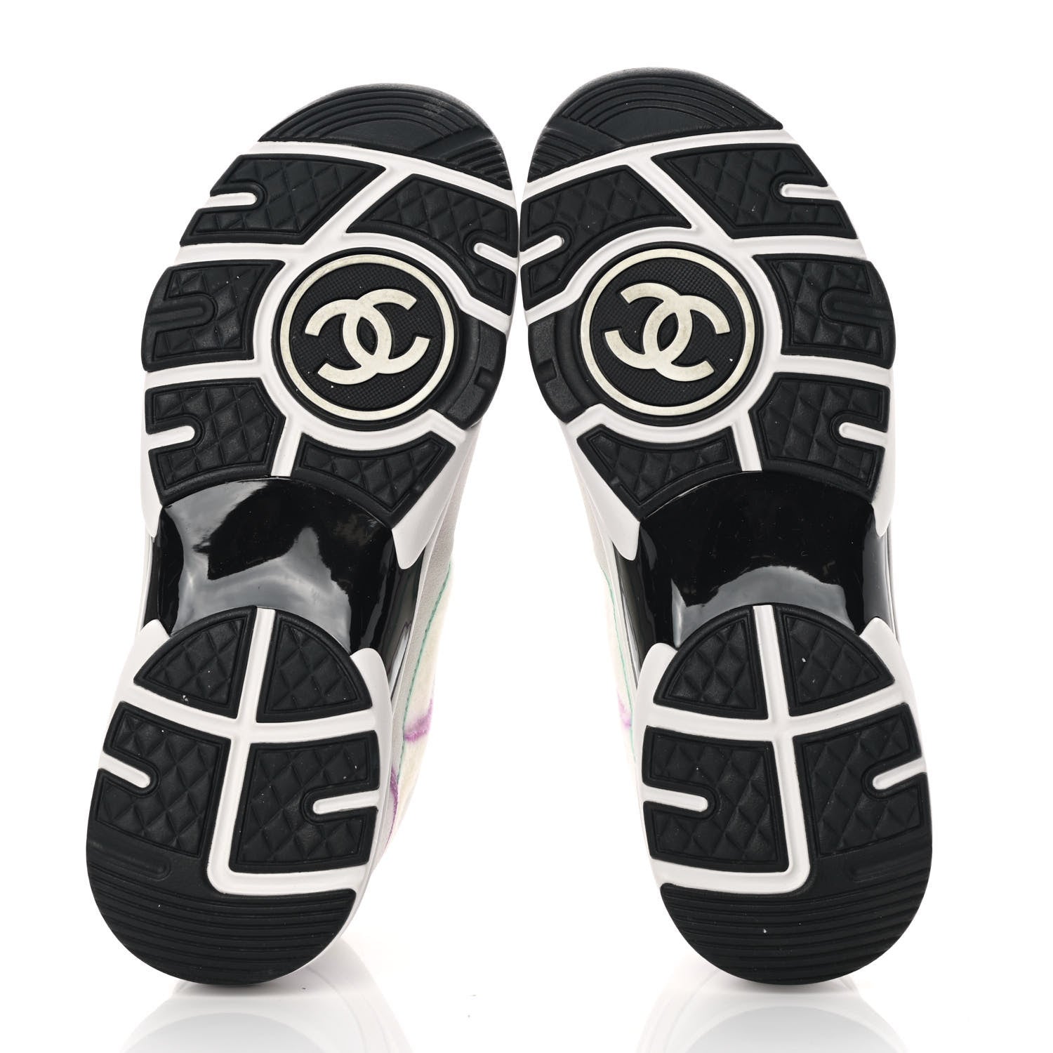 Chanel Wool Suede Calfskin CC Sneakers 37.5 Multicolor 5 of 10