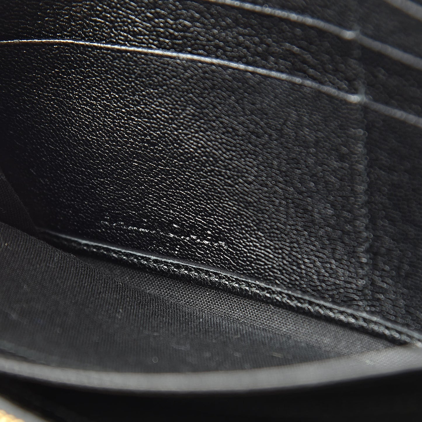 Chevre Gold Metallic Edge Hardware Zip Around Wallet Black