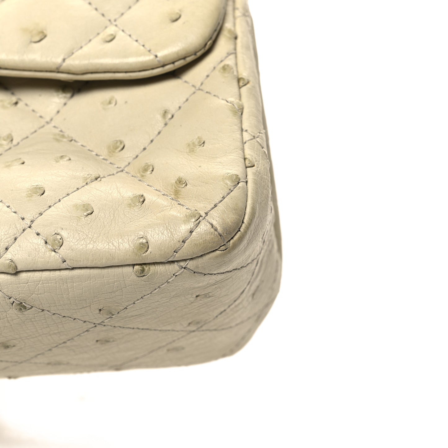Ostrich Jumbo Single Flap Light Beige