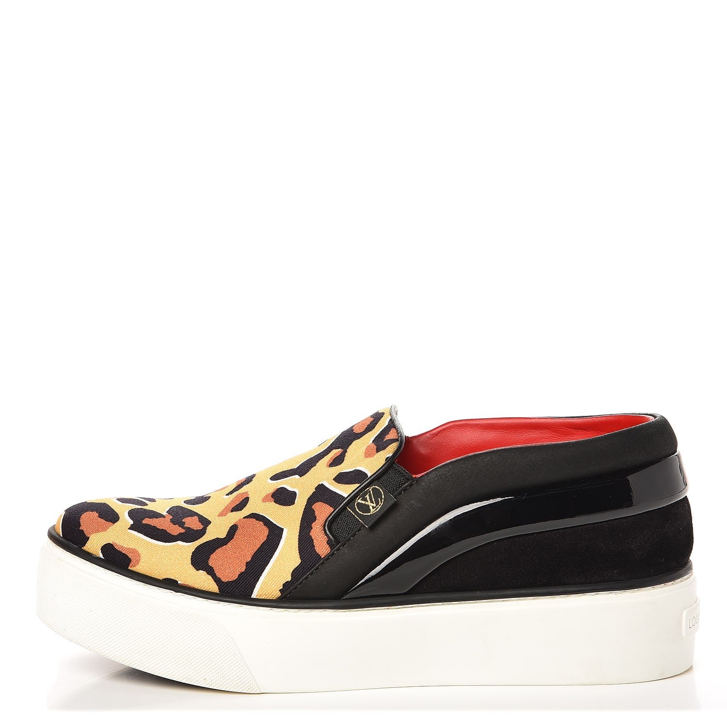 Louis Vuitton Patent Calfskin Canvas Catwalk Slip On 36 Leopard Black 2 of 22