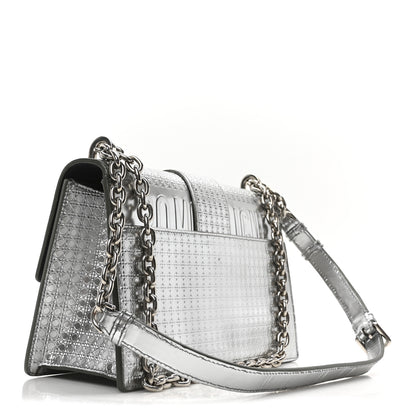 Christian Dior Metallic Patent Micro-Cannage 30 Montaigne Flap Bag Silver 3 of 9